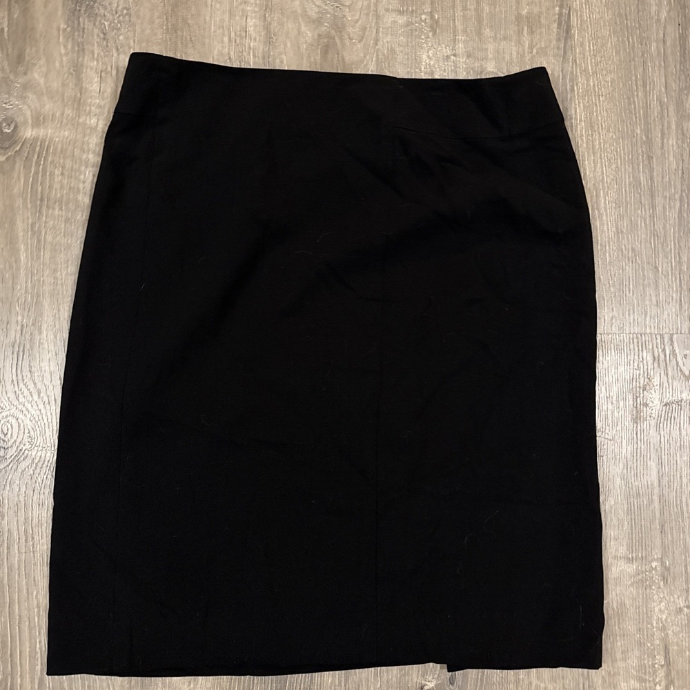 Akris Wool Tailored Pencil Skirt Womens 16 Black Minimalist Professional